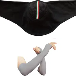 aadikart Grey Arm sleeve and Black Half face cover for men and women Size : Free Combo-picture-17
