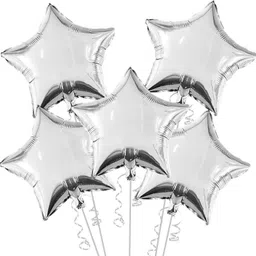 soi Solid Silver Star Foil Balloons For Decoration Birthday, Baby Shower, Wedding Party Balloon image 2