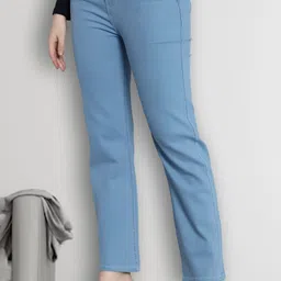 gold-d.a fashion Women Straight Fit Mid Rise Light Blue Jeans-picture-32
