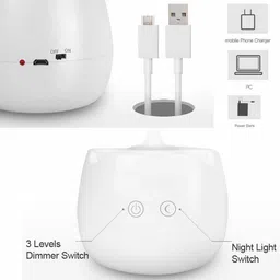 akr Rechargeable LED Touch On/Off Switch Desk Children Eye Protection Student Study Reading USB Charging Study Lamp (20 cm, White) Study Lamp image 4