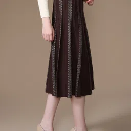 kazo Women Printed A-line Brown Skirt image 2