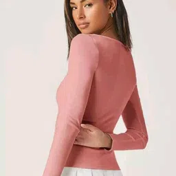 western darji Casual Regular Sleeves Solid Women Pink Top image 2