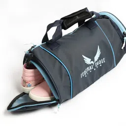 goldline 23 L Hand Duffel Bag - Sports Duffle/Travel Bag Classic Polyester Round-Shaped Large Capacity 23L Gym Bag with Built-in Waterproof Layer and Adjustable Shoulder Strap (44 x 24 x 22 Cm) - Blue - Regular Capacity-picture-26