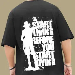 szn Men Printed Round Neck Cotton Blend Black T-Shirt image 1