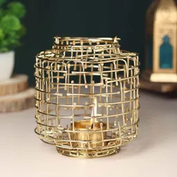 de maison decor Basketweave Gold Tea Light Holder image 5