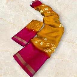 Floral Print, Woven Bollywood Crepe Saree-image-4