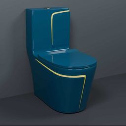 d o t Premium Quality C026 Premium Quality Shining Royal Blue commode with Yellow Finishing Line Western Commode-picture-42