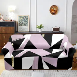 Cortina Purple & Black Printed Stretchable 2-Seater Sofa Cover-image-35