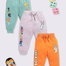 YK X Minute Mirth Infant Girls Pack of 3 Looney Tunes Printed Pure Cotton Joggers-picture-47