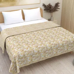 Plarsh Comfort Yellow Floral Premium Soft 300 GSM Pure Cotton Reversible Double Bed Dohar-image-76
