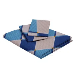 MODEFE Navy Blue & Grey Printed Cotton 180 TC Queen Bedsheet with 2 Pillow Covers image 2