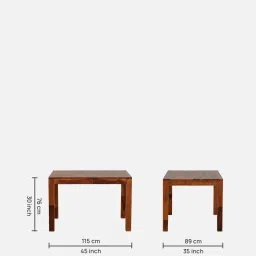 woodsworth from pepperfry Nuevo Sheesham Wood 4 Seater Dining Set in Scratch Resistant Honey Oak Finish image 2