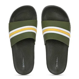 Mast & Harbour Olive Men Striped Sliders image 3