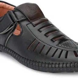 men's avenue Men's Black Half Back open Casual Sandals For Men (Black) Roman Sandals For Men Loafers For Men image 5