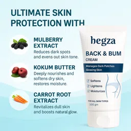 hegza Body Brightening Back & Bum Cream | Lightens Dark Areas | Smooth & Radiant Skin image 3