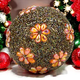 Hind Decor Brown Embellished Handcrafted Christmas Decorative Ball-image-71