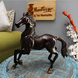 Two Moustaches Brown Running Horse Showpiece-image-13