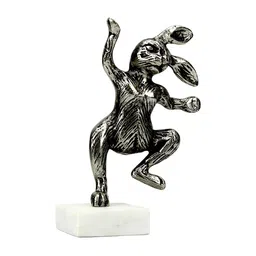 Hind Decor Black Dancing Bunny On Marble Base-image-14