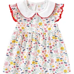 StyleCast x Revolte Girls White Peter Pan Collar Flutter Sleeve Cotton Fit & Flare Dress-picture-17