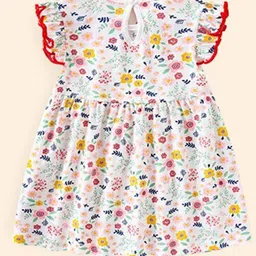 StyleCast x Revolte Girls White Peter Pan Collar Flutter Sleeve Cotton Fit & Flare Dress image 3