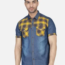 Kuons Avenue Men Checked Cotton Smart Slim Fit Faded Casual Shirt-image-36