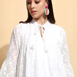 Tokyo Talkies Floral Tie-Up Neck Puff Sleeve Top-picture-16