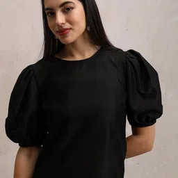 Tokyo Talkies Puff Sleeve Crochet Top-image-87