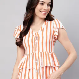 FLAMBOYANT Striped Flutter Sleeve Top-image-94