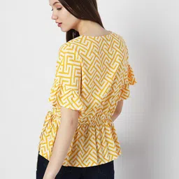 Vero Moda Geometric Print Bell Sleeve Wrap Top image 3