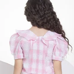 Peppermint Checked Puff Sleeve Top image 5