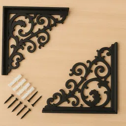 decolase Bracket for Wooden Shelf Black | Decorative Storage Rack for Home & Office Décor 20 Shelf Bracket image 3