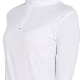 ap'pulse Women Solid High Neck Pure Cotton White T-Shirt image 4