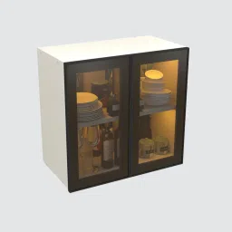 specialitypanels Aluminium Black Profile 2 Brown Tinted Glass handless shutters Wall Cabinet in Highland Pine Finish image 3