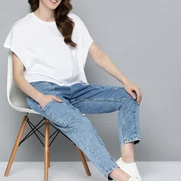 mast & harbour Women Boyfriend Mid Rise Dark Blue Jeans image 1