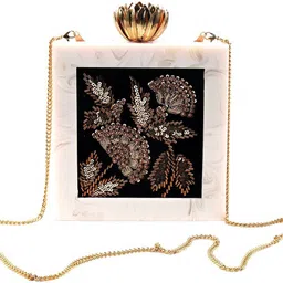 best indian handicraft Party, Casual, Formal White Clutch-picture-10