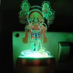 kritam Hanuman JI Magic Night Lamp 3D Beautiful Illumination Automatic on/Off Smart Sensor for Bedroom with 7 Color LED Changing Light Night Lamp Table Lamp image 2