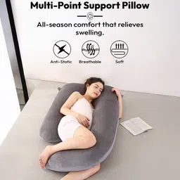 staranddaisy J Shape Full Body Support Pregnancy Pillow | Maternity Pillow For Pregnant Women Microfibre Solid Pregnancy Pillow Pack of 1 image 3