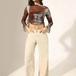 showoffff Party Bell Sleeves Printed Women Brown Top image 5