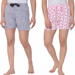 ariel Pack of 2 Printed Women Multicolor Regular Shorts image 1
