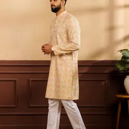 koshin Men Cotton Blend Kurta Pyjama Set image 4