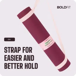boldfit Yoga Mat For Men Women & Kids Eva Exercise Mat For Gym With Cover Strap Mattress Purple 4 mm Yoga Mat image 4