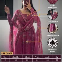 mbi creation Floral Print Crepe, Georgette Stitched Anarkali Gown image 4