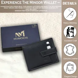minoor Men Casual, Ethnic, Evening/Party, Formal, Travel, Trendy Black Genuine Leather RFID Wallet image 4