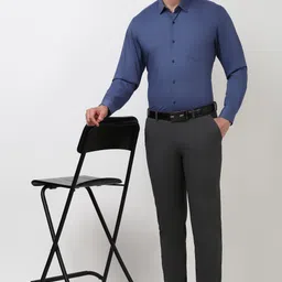 peter england Men Slim Fit Grey Polyester Trousers image 2