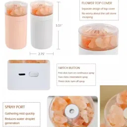 zahab Crystal Salt USB Lamp with Built-in Cool Mist Humidifier (Assorted) image 3
