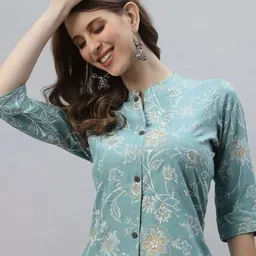 heartloom Women Printed Viscose Rayon Straight Kurta image 4