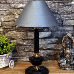 Grey Shade Table Lamp With Metal Base By Foziq image 2
