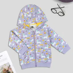 MeeMee Girls Lavender Floral Acrylic Puffer Jacket with Patchwork-picture-47
