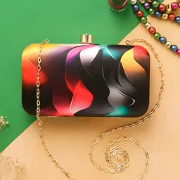 Swisni Printed Box Clutch With Shoulder Strap-picture-30
