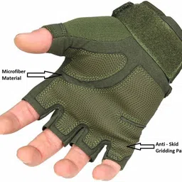 zaysoo Gloves Military Rubber Hard Knuckle Gloves Fingerless Tactical Green Cycling Gloves image 4
